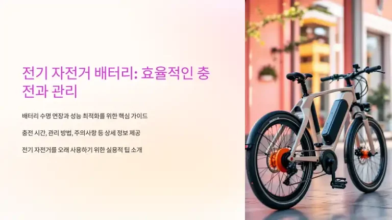 전기 자전거 배터리 충전 시간과 효율적인 관리 방법