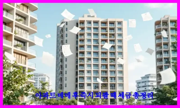 아파트 매매 후 즉시 되팔 때 세금 총정리