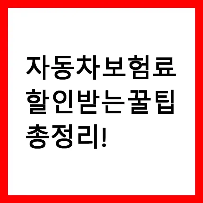 자동차 보험료 할인받는 꿀팁 총정리!