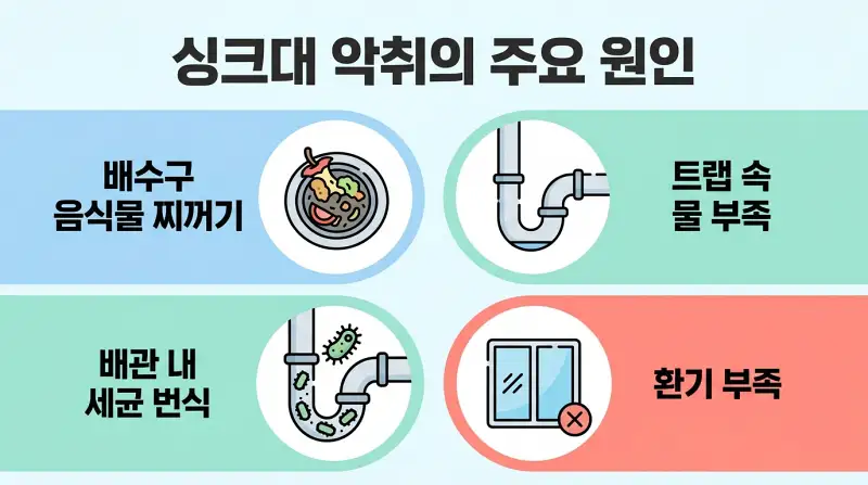 싱크대 악취의 주요 원인