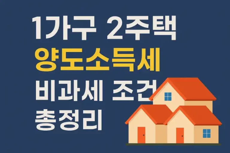 1가구 2주택 양도소득세 비과세 조건 총정리