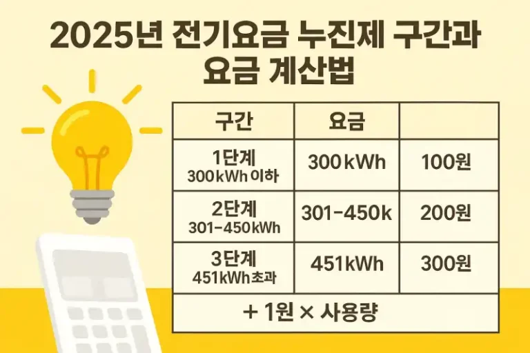 2025년 전기요금 누진제 구간과 요금 계산법