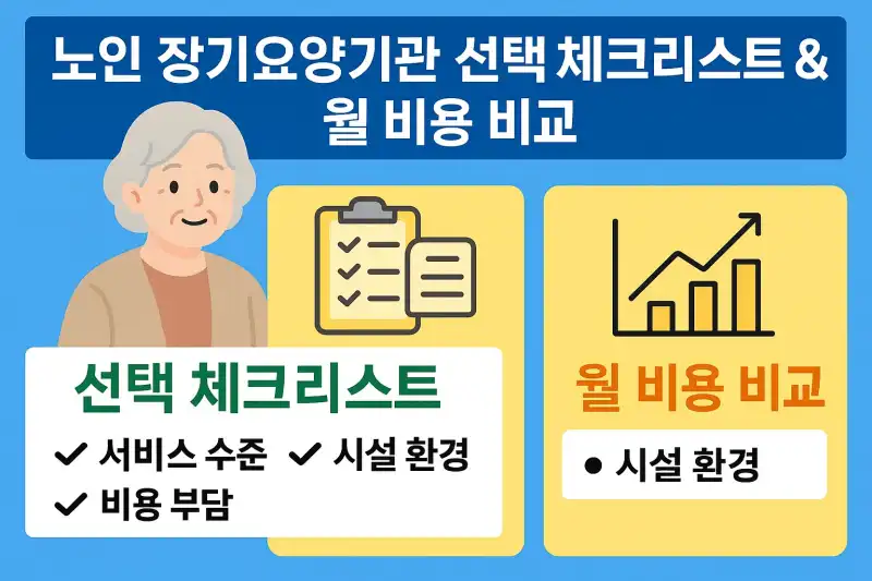 노인 장기요양기관 선택 체크리스트 & 월 비용 비교