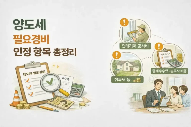 양도세 필요경비 인정 항목 총정리