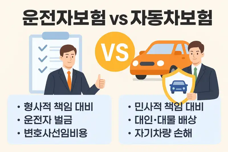 운전자보험 vs 자동차보험 핵심 차이 총정리