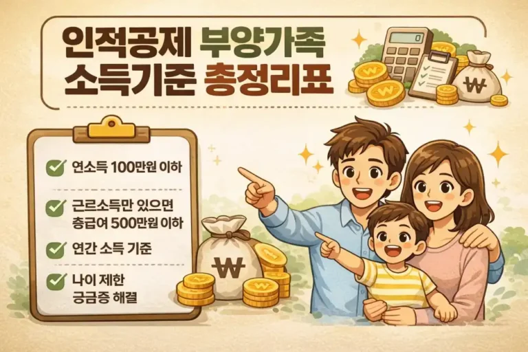 인적공제 부양가족 소득기준 총정리표