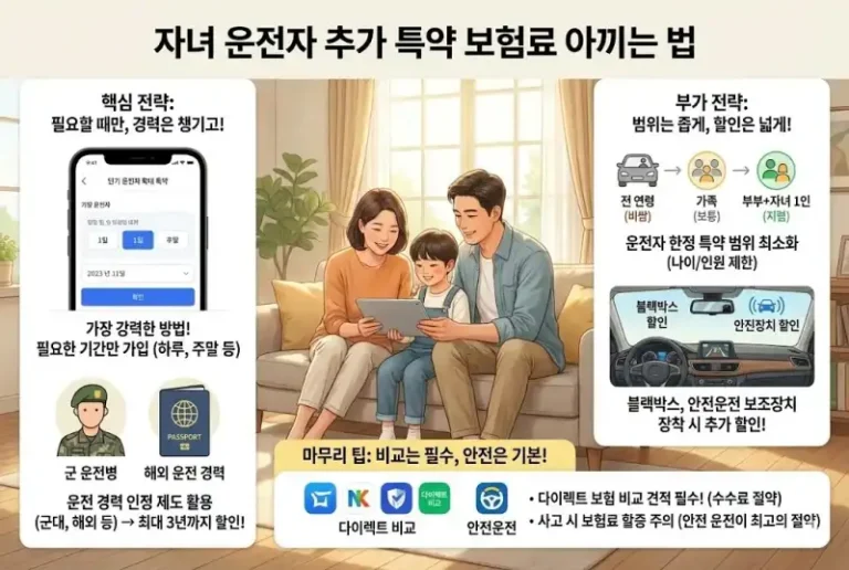 자녀 운전자 추가 특약 보험료 아끼는 법