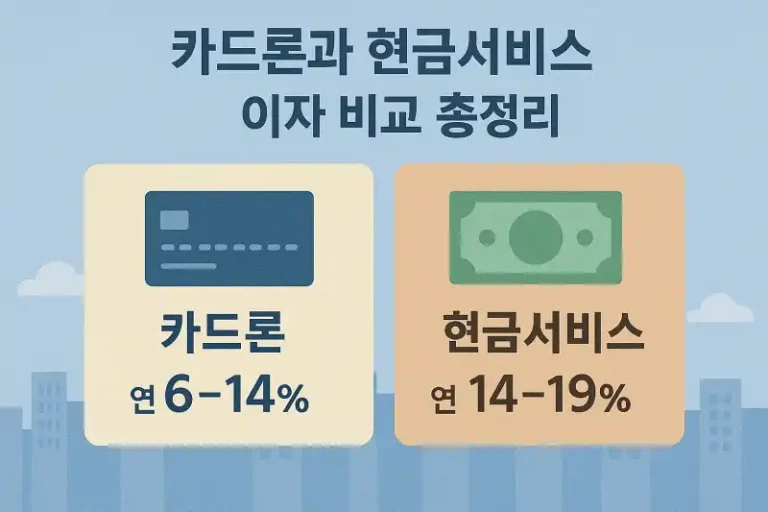 카드론과 현금서비스 이자 비교 총정리