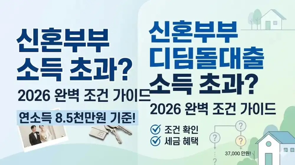 신혼부부 디딤돌대출 소득 초과되나요? 2026 완벽 조건 가이드