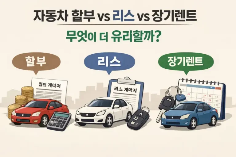 자동차 할부 vs 리스 vs 장기렌트, 무엇이 더 유리할까?