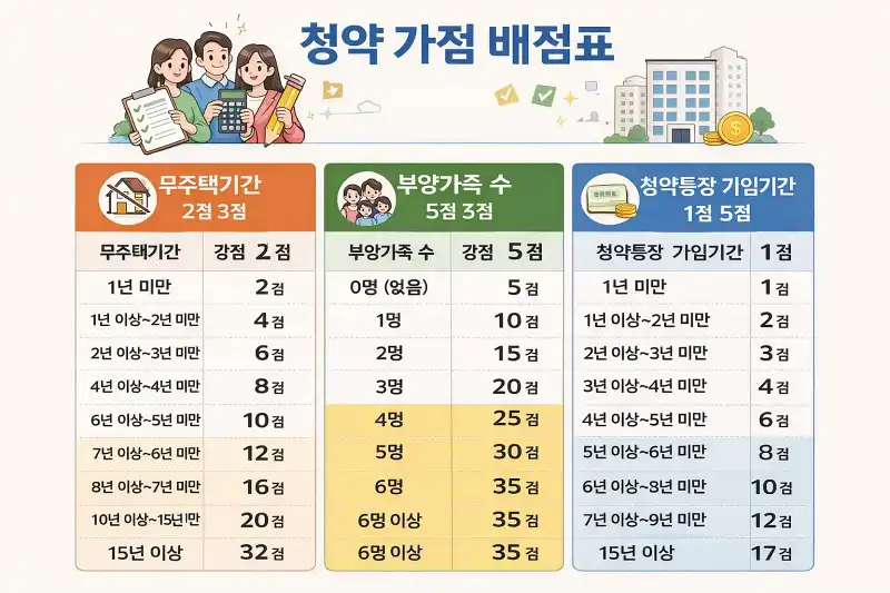 청약가점 계산법 무주택기간 부양가족 완벽 정리
