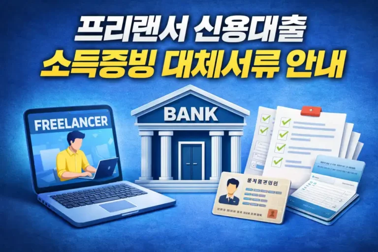 프리랜서 신용대출 소득증빙 대체서류 안내