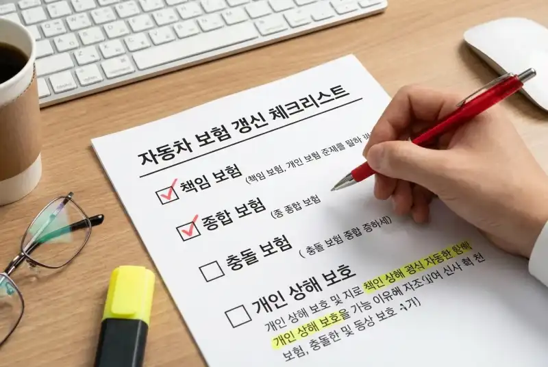 자동차보험 갱신 담보 조정 순서 완벽 정리