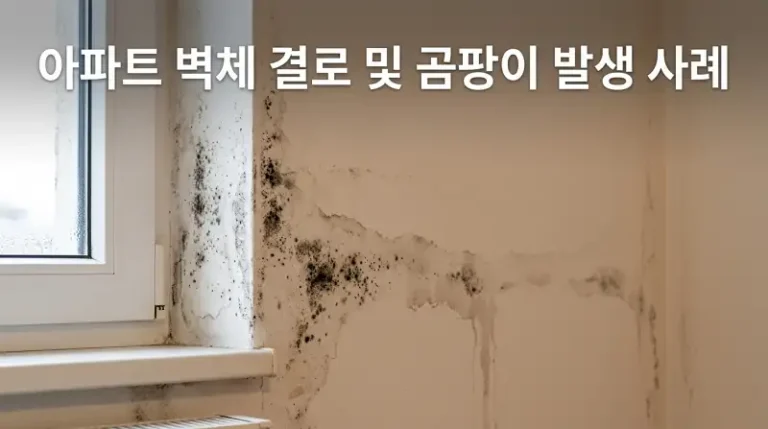 아파트 벽체 결로 및 곰팡이 손상 클로즈업