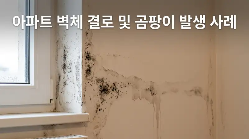 아파트 벽체 결로 및 곰팡이 손상 클로즈업
