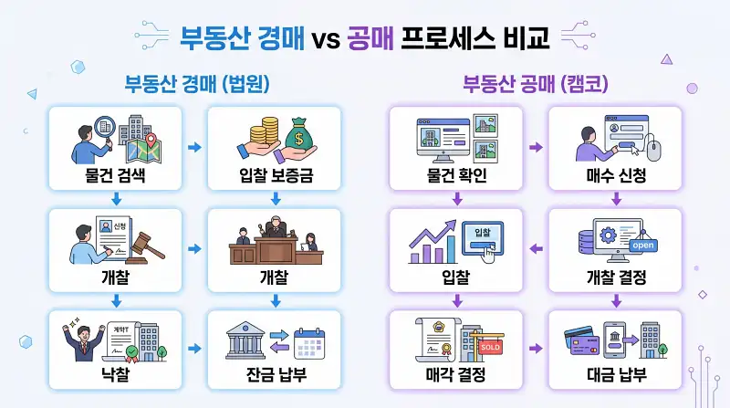 프로세스 비교 인포그래픽