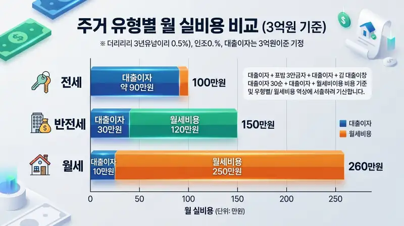 3억원 기준 실비용 비교 막대그래프 