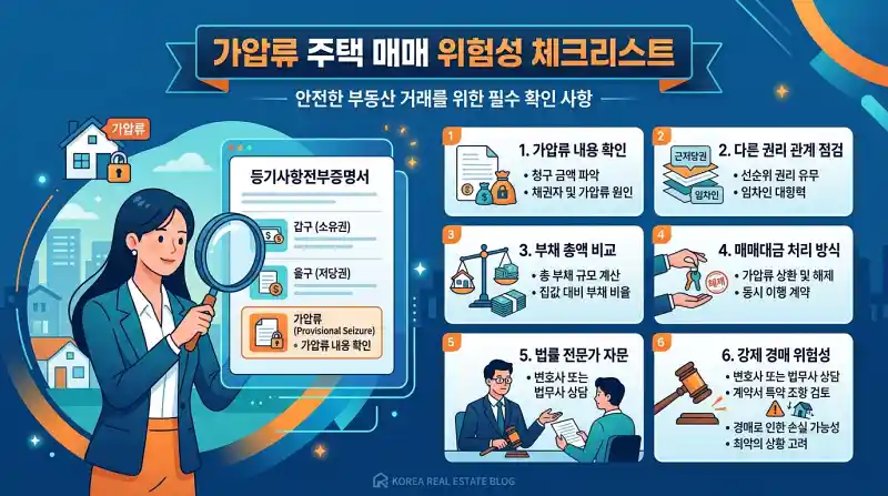 가압류 집 매매 위험 체크리스트 일러스트 