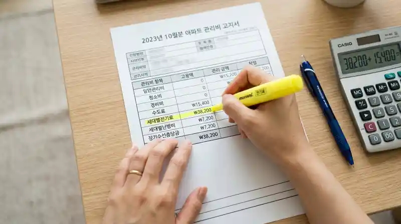 관리비 명세서 클로즈업 