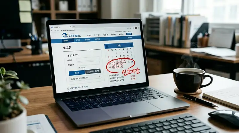 국세청 홈택스 화면과 신고기간