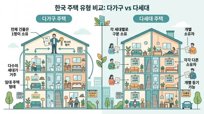 다가구 vs 다세대 비교 인포그래픽