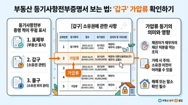 등기부등본 가압류 표시 인포그래픽