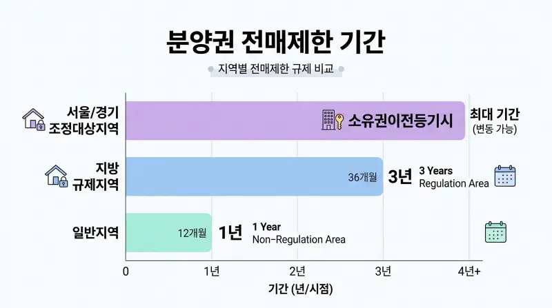 분양권 전매제한 기간 비교 차트