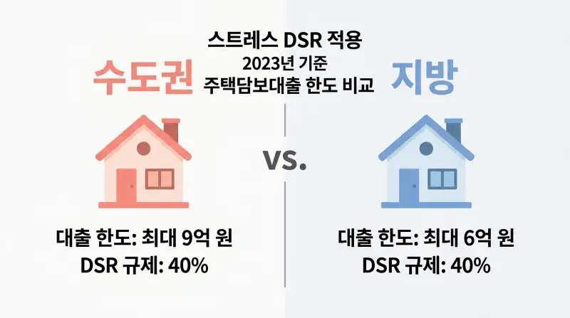 수도권 vs 지방 주택담보대출 한도 비교 인포그래픽