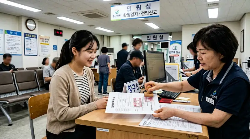 주민센터 확정일자 접수 장면