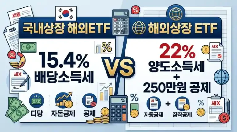 국내상장 해외ETF 과세 vs 해외상장 ETF 세금 비교표
