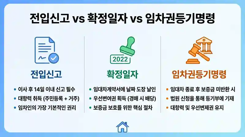 전입신고 vs 확정일자 vs 임차권등기 필수 가이드