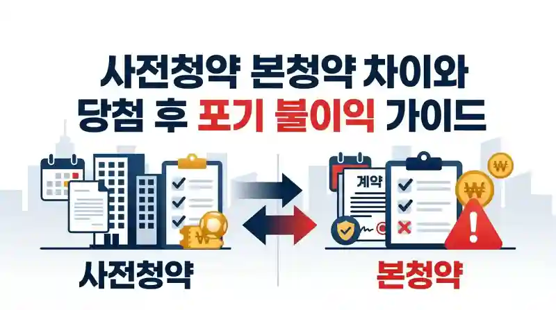 사전청약 본청약 차이와 당첨 후 포기 불이익을 정리한 부동산 청약