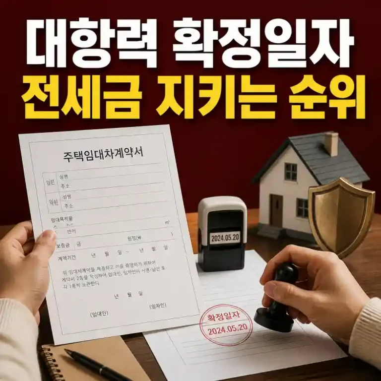 대항력과 확정일자 요건을 확인하며 임대차 계약서에 날인하는 임차인